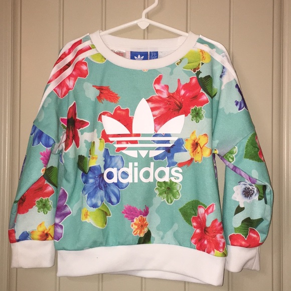 adidas Other - Adidas Trefoil graphic kids floral sweatshirt 5-6